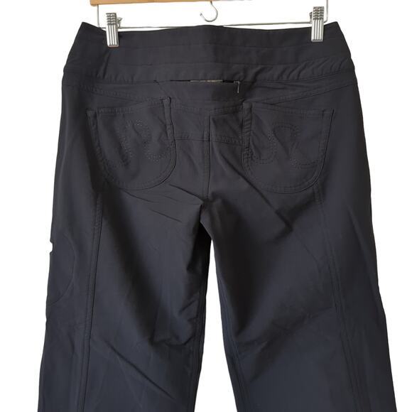 lululemon Womens Vintage RARE Black Wide Leg Low Rise Hiking Logo Sleek 31 - Picture 1 of 9